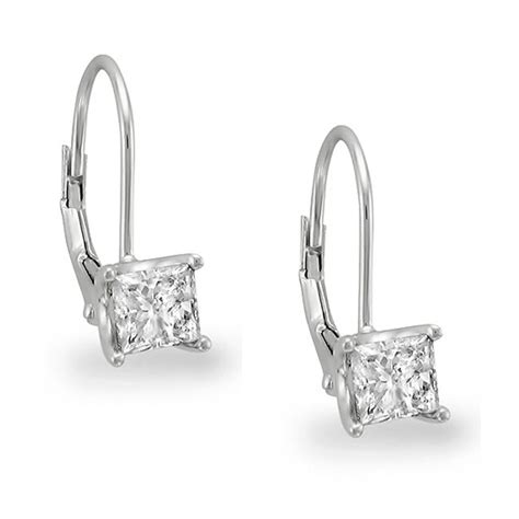 Montebello 14k White Gold 1ct Tdw Princess Diamond Leverback Earrings
