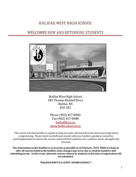 Courseguide 20 21 Hsdcsdcsdc Halifax West High School Welcomes New