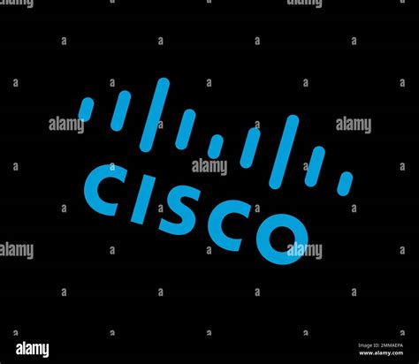 Cisco Systems Rotated Black Background Logo Brand Name Stock Photo