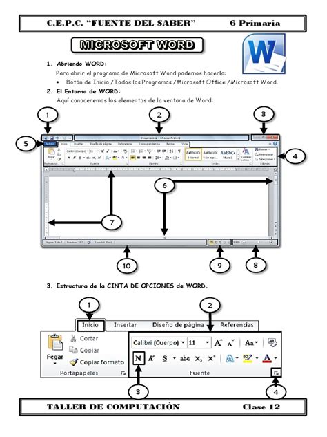 1 6 Primaria Microsoft Word Microsoft Word Ventana Informática