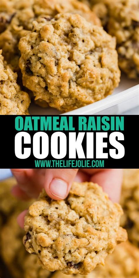 Beat together until creamy, one egg, half cup sugar, third cup butter, third teaspoonful soda mixed with one cup sifted pastry flour, half teaspoonful each of salt and cinnamon, then add one cup rolled oatmeal, half cup each of. Oatmeal Raisin Cookies are a total blast from the past. Take one bite and you'll immediately be ...