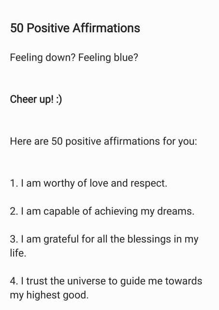 50 Positive Affirmations For You Pdf