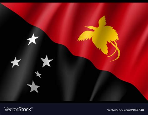 The flag of papua new guinea was adopted on 1 july 1971. Waving flag of papua new guinea Royalty Free Vector Image
