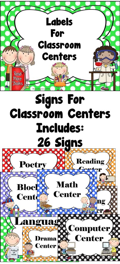Classroom Center Signs Polka Dots Classroom Centers Classroom
