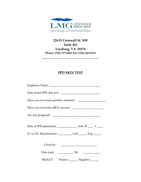 Blank Free Printable Tb Test Form
