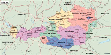 Austria Political Map Vector Maps Netmaps Uk Vector Eps And Wall Maps
