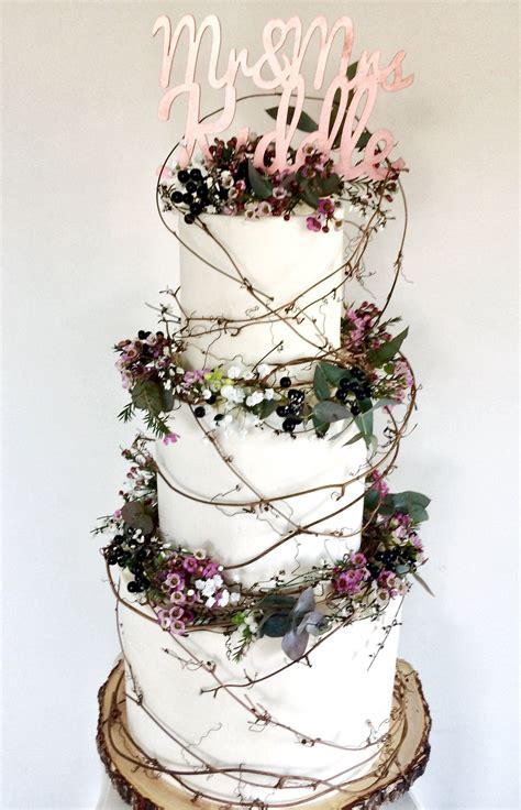 Rustic Boho Wedding Cake With Earthy Florals And Foliage Boho Style