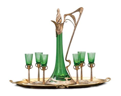 31 An Art Nouveau Wmf Gilt Bronze Drinks Liqueur Set Lot 31 Art