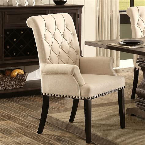 A Line Furniture Decorative Rolled Button Tufted Arm Chair With