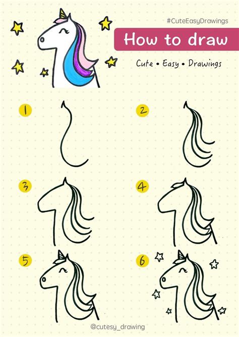 Cute Easy Unicorn Drawing Step By Step ~ Mime Drawing Draw Funny