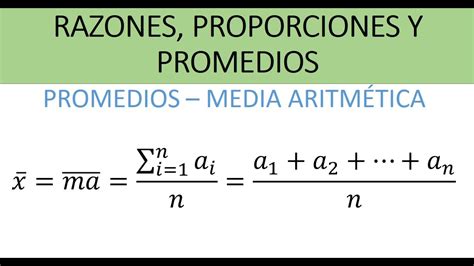 Promedios Media Aritmética Media o Simplemente Promedio Aritmético Ejemplo YouTube