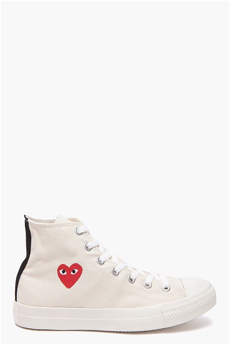 Play Comme Des Garçons Converse Red Heart Sneakers In White For Men