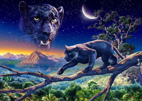 Twilight Panther Fantasy Poster Fantasy Art Black Panthers Jaguar