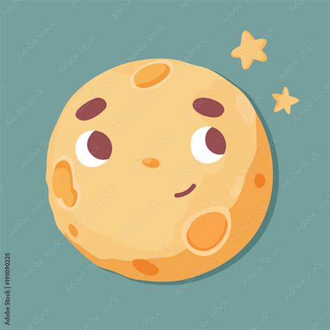 illustration of cute moon and stars happy moon cartoon character in the sky night stars cute