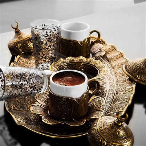Generic demmex 6 pcs turkish greek coffee set for 1 with engraved copper pot and heavy duty cup saucer lid and spoon (antique copper) fairturk.com adlı kullanıcının Authentic Turkish Coffee ...