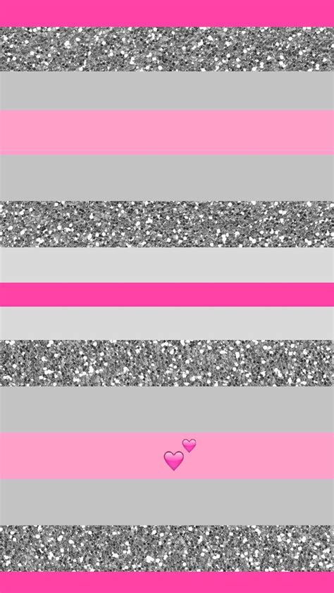 Pink And Silver Glitter Stripe Heart Iphone Wallpaper Background