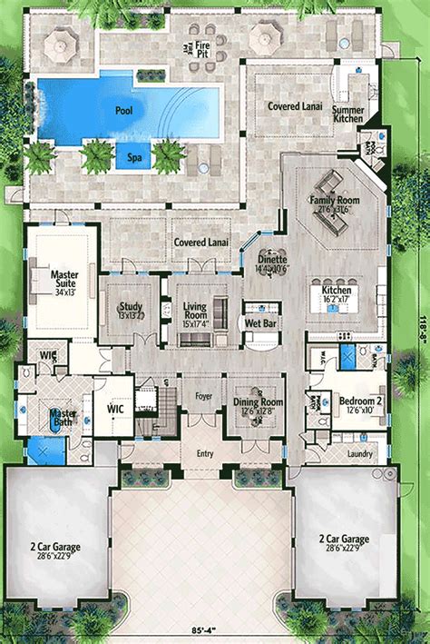 The extra rooms can also be used for other purposes like home offices or guest bedroom. Five Bedroom Florida House Plan - 86016BW | Architectural ...
