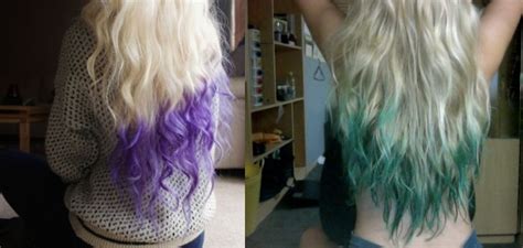 Purple Ombreteal Ombre Dip Dye Hair Dyed Blonde Hair