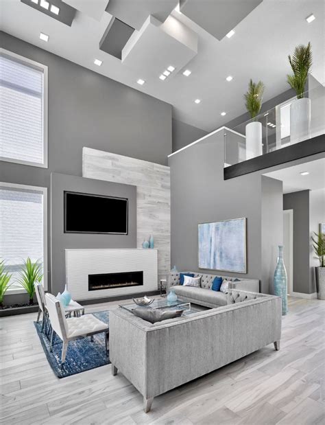 Grey And White Modern Living Room Decor With Grey Velvet Tufted Sofas