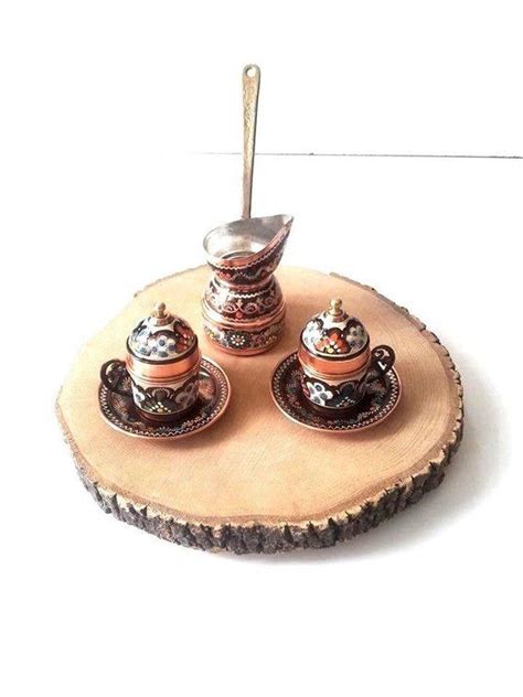 Turkish Copper Coffee Cups And Coffee Pot Handmade Ottoman Etsy
