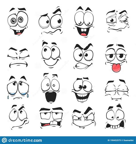 Cartoon Face Expression Isolated Vector Icons Set Stock Vector