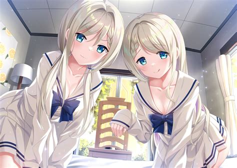 Twins Shimofuri Takenoko Ash Blonde Bent Over Anime Anime Girls