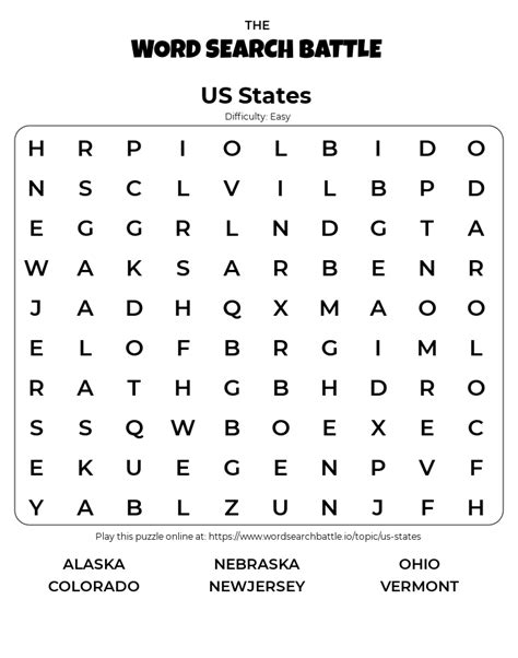 United States Word Searches