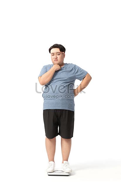 Obese Man Unhappy Standing On Weight Scale Picture And Hd Photos Free
