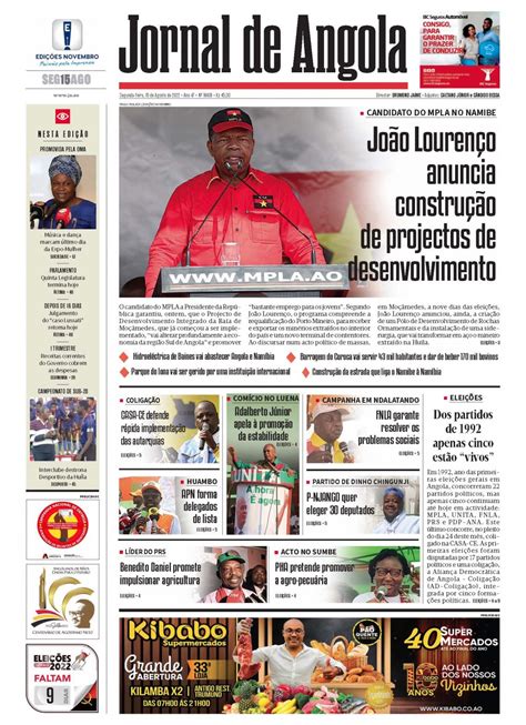 Jornal De Angola Segunda 15 De Agosto De 2022