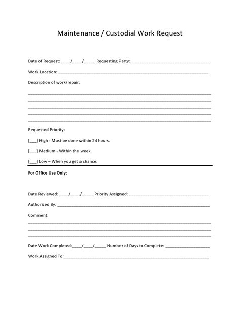 Free Maintenance Forms Template