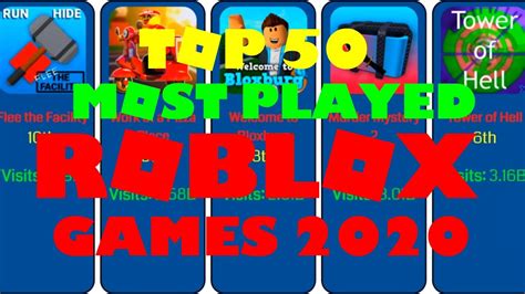 Top 50 Most Played Roblox Games Comparison 2020 Youtube