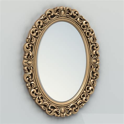 Oblong striped pumpkin isolated on white background. carved oval mirror frame 3d model
