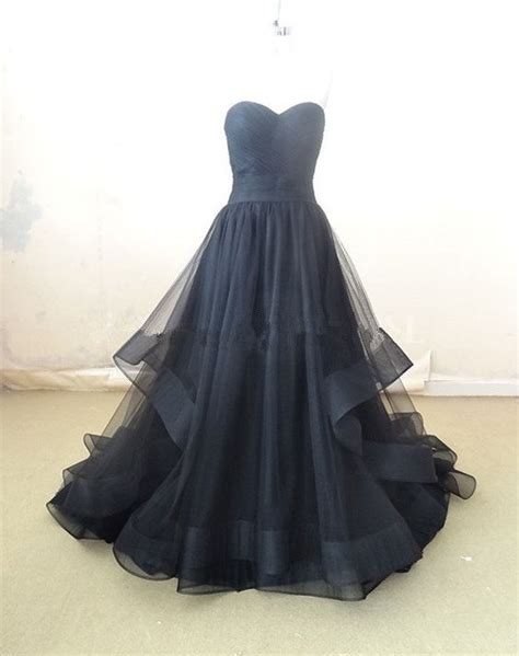 Strapless Ball Gown Sexy Black Wedding Dress Evening Dress Full Length