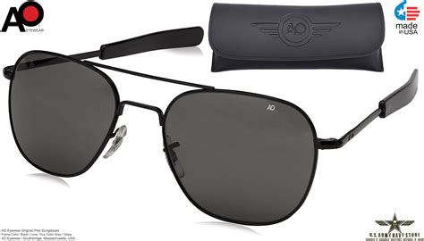 ao eyewear original pilot sunglasses grey glass non polarized black