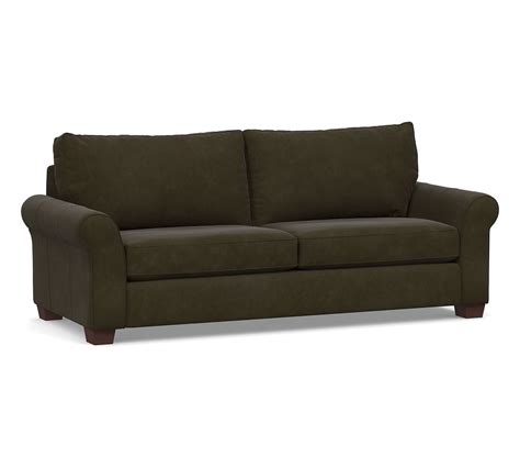 Pb Comfort Roll Arm Leather Grand Sofa 94 Polyester Wrapped Cushions