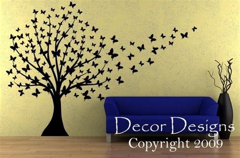 Huge Butterfly Tree Vinyl Wall Decal With Trailing Butterflies Vinyl