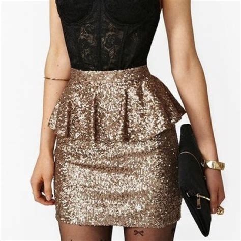 Gold Sequin Skirt Fashion Pretty Outfits Style