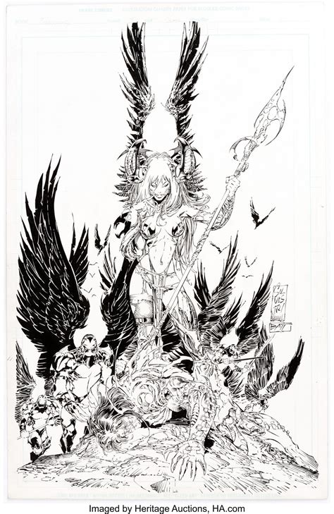Marc Silvestri And Batts The Darkness 3 Cover Art For Auction