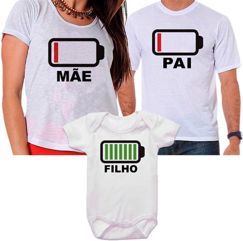 Kit Camisetas E Body Família Bateria Carregada Elo7