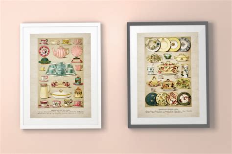 Vintage Kitchen Wall Art Vegetable Dishes Print Digital Etsy