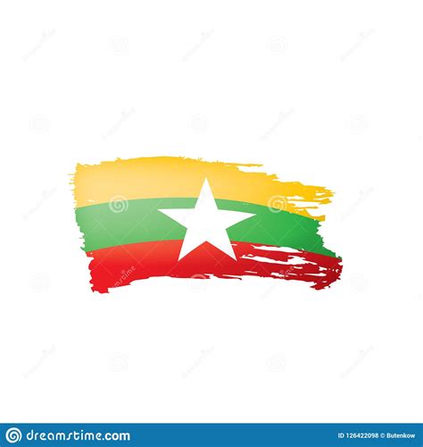 Myanmar Flag, Vector Illustration On A White Background. Stock Vector ...