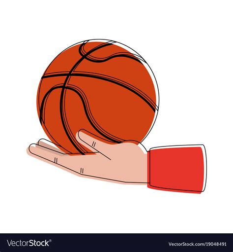 Hand Holding Basketball Ball Royalty Free Vector Image