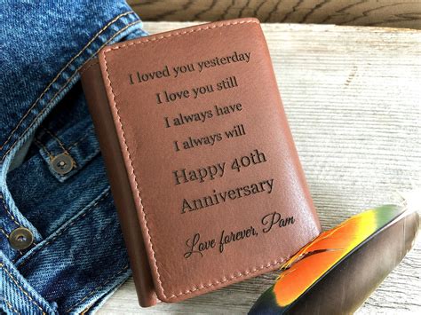 There are men's accessories, grooming, home decor, book, and more stuff that he will actually use. 40th anniversary gift for him, Trifold Walle, Men's wallet ...