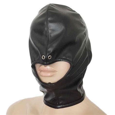 Kinky Fetish Head Bondage Total Enclosure Gimp Hood Soft Leather