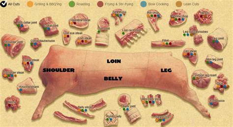 Pork Cuts Shows Best Cooking Methods For Different Parts Pork