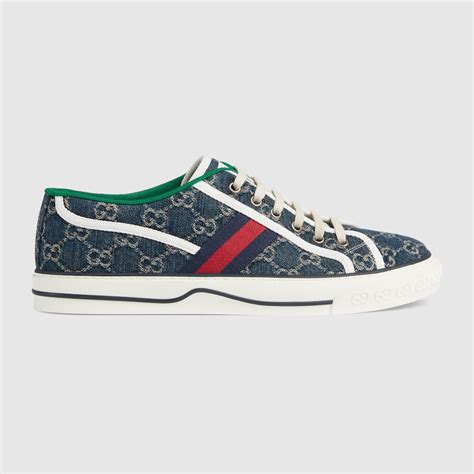 Mens Gucci Tennis 1977 Sneaker In Blue And Ivory Gg Denim Gucci Us