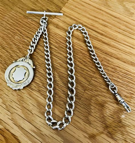 Superb Edwardian Sterling Silver Graduated Albert Pocket Watch Chain