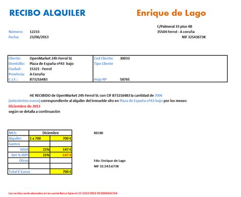 Recibo De Alquiler De Local En Excel Pdf Images