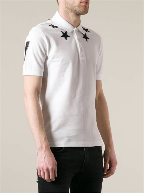 Givenchy Star Embroidered Polo Shirt In White For Men Lyst