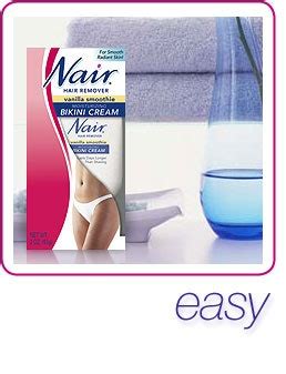 Apply the hair removal cream in the pubic area. A pubic service message about Nair bikini cream | WIRED